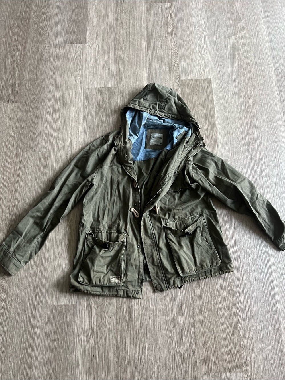 H&M Men's Hooded Field Jacket - Olive Green